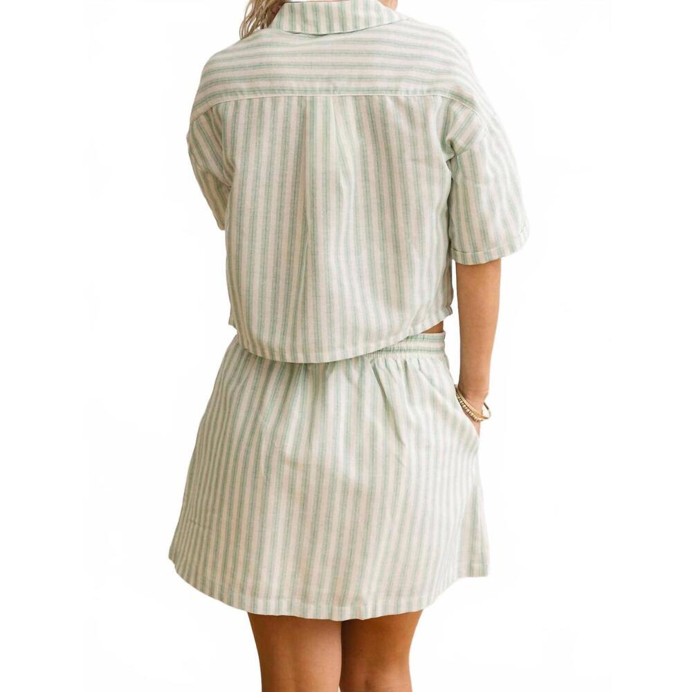 NEW IDEM DITTO seaside mini skirt in green cream stripes - Picture 3 of 8